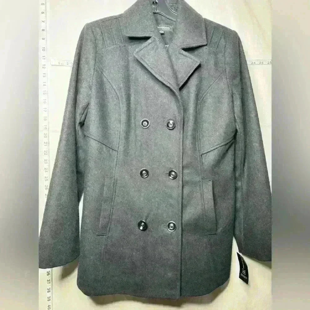 NWT, I.N.C. Men’s wool blend pea coat.  Size L.  Steel grey color.